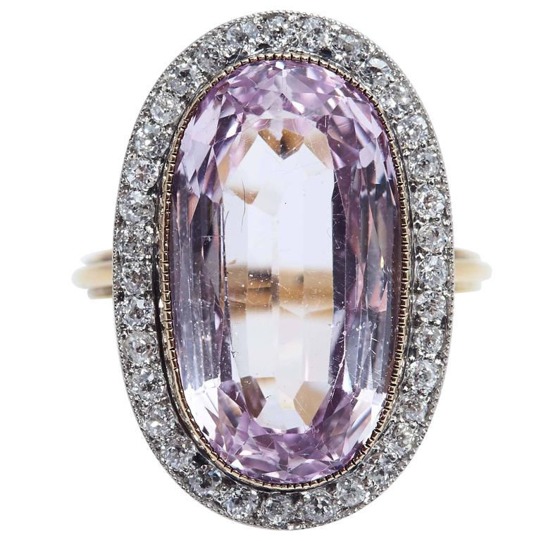 Edwardian Pink Topaz Diamond Ring For Sale at 1stDibs