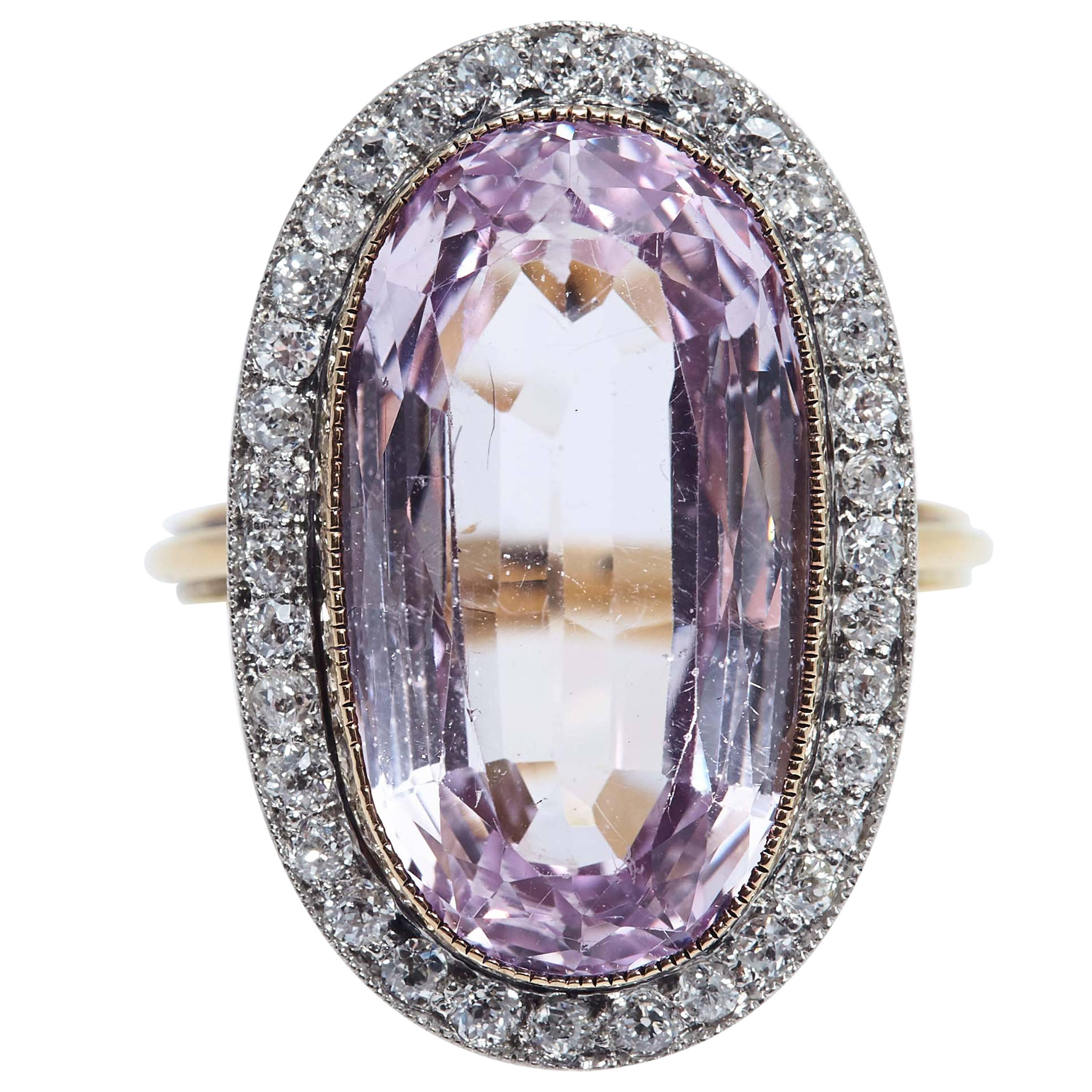 Edwardian Pink Topaz Diamond Ring For Sale