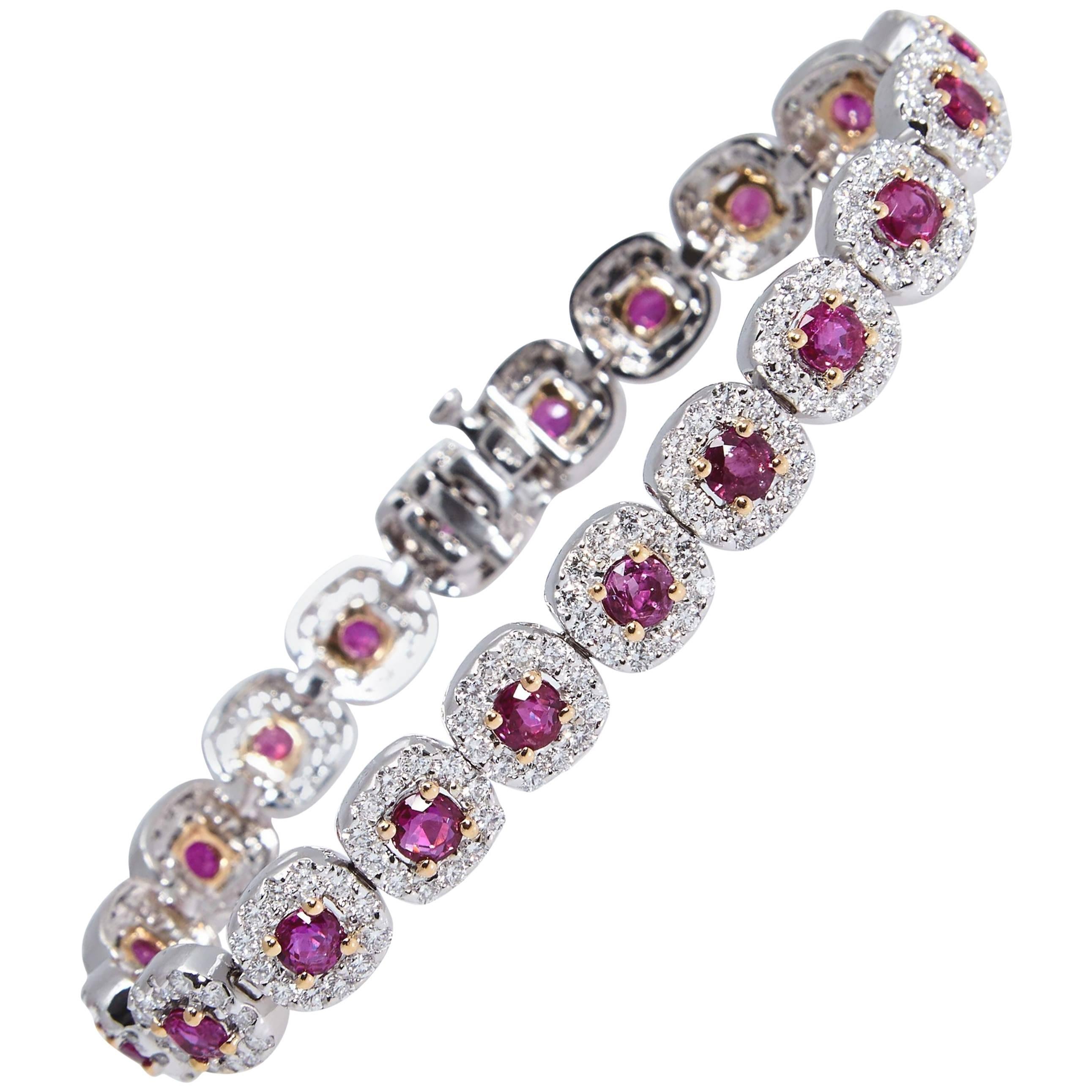 Ruby Diamond Gold Bracelet For Sale