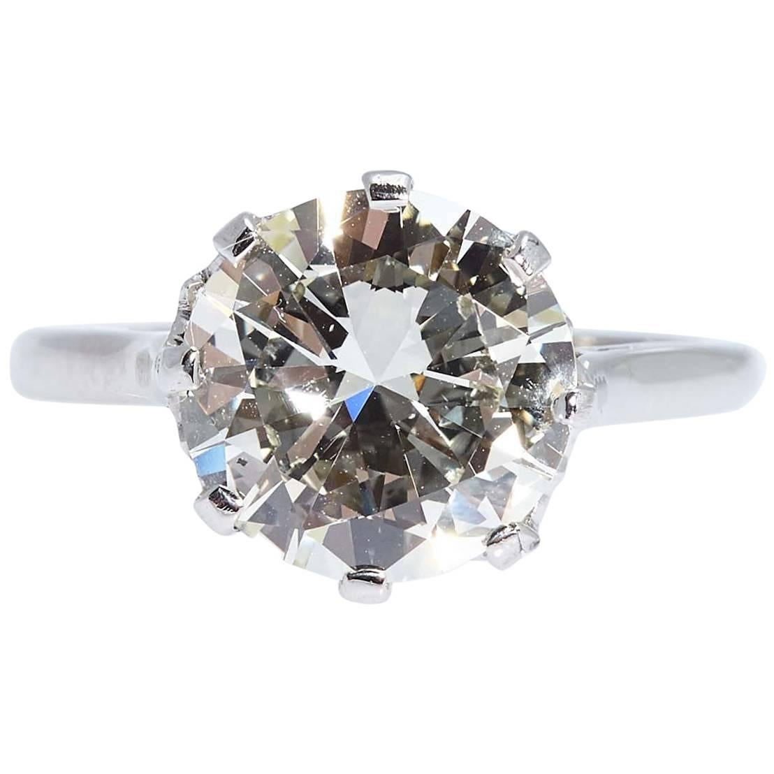 Diamond Platinum Engagement Ring 3.95 Carats For Sale