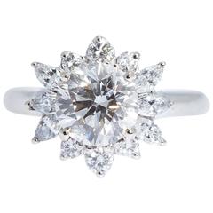 2.01 Carats Center Diamond Round Marquise Gold Ring 9
