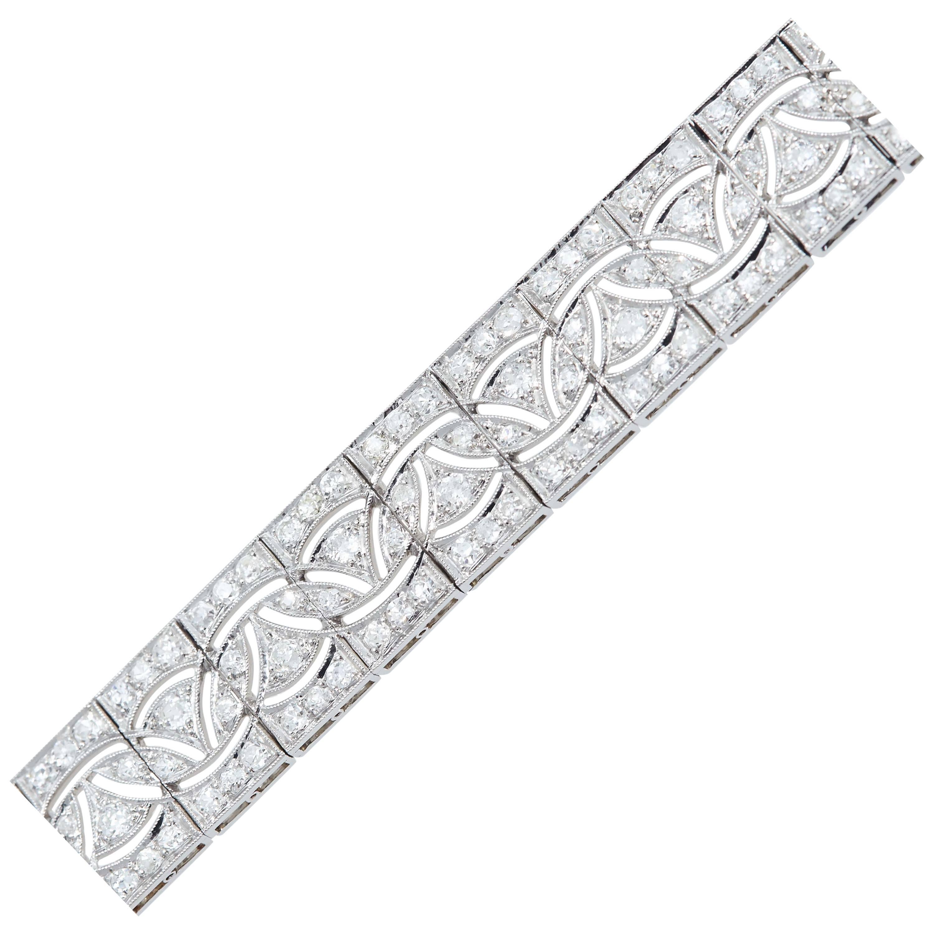 Art Deco Platinum and Diamond Bracelet For Sale