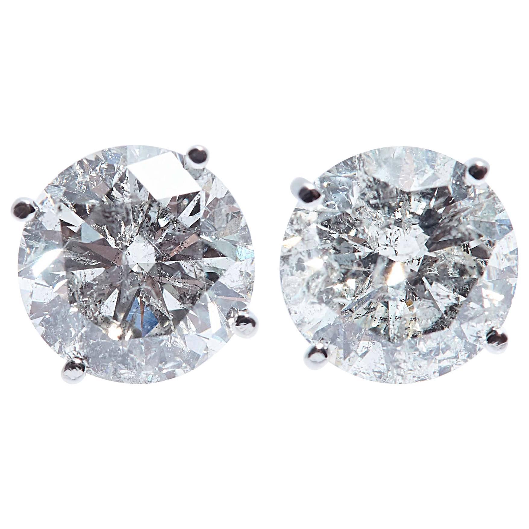 Round Diamond Gold Earrings 5.42 Carat For Sale