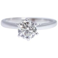  Solitaire Round Diamond Platinum Engagement Ring