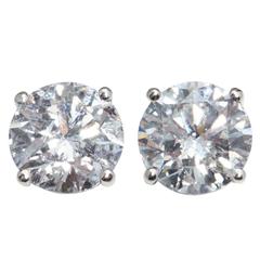2.55 Carats Diamonds Gold Stud Earrings 4