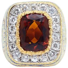 Cazzaniga Multi-Color Enamel Citrine Diamond Gold Ring