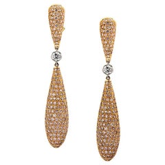 Pink Diamonds in Elongated Rose Gold Teardrop Earrings 11.67 Carat Total