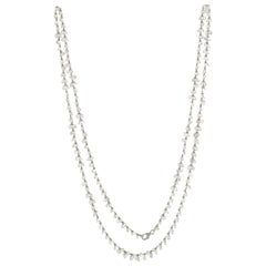 JR 60.11 Carat Rose Cut Diamond 18 Karat White Gold Dangling Necklace