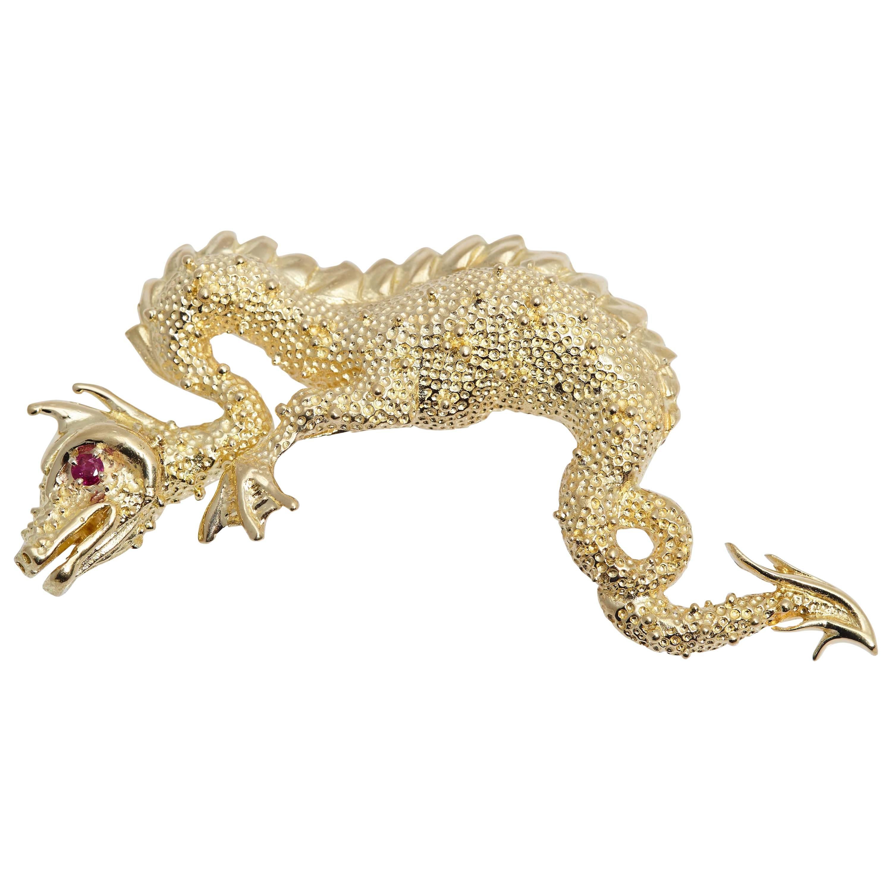 Van Cleef & Arpels Ruby Gold Dragon Brooch