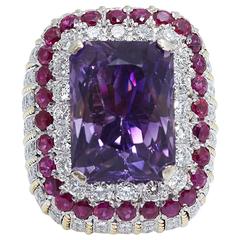 Amethyst Ruby Diamond Gold Ring