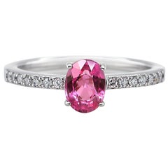 1.00 Carat Pink Sapphire and Diamond Ring Made in Platinum