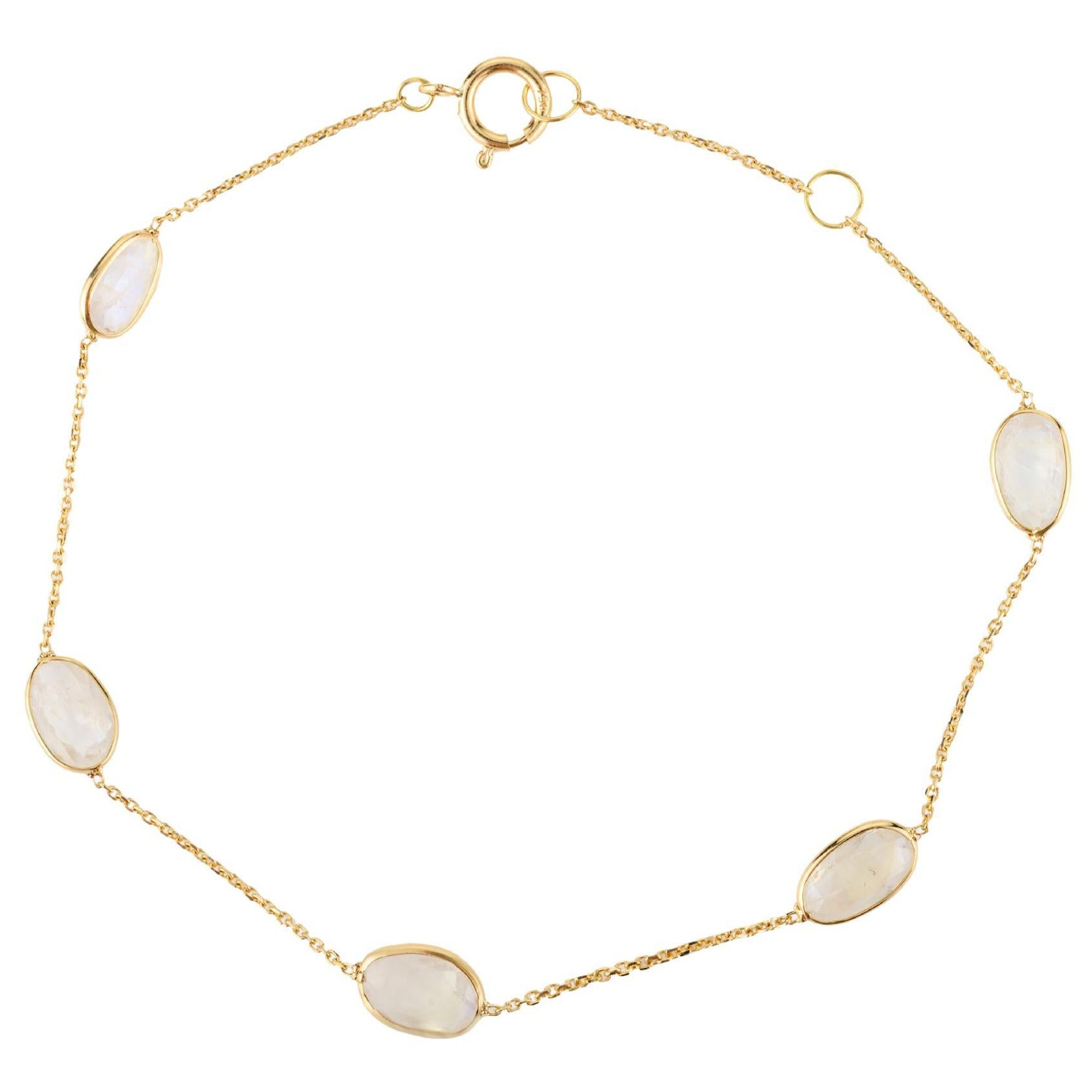 Minimalistisches Armband aus 18 Karat Gelbgold mit Juni Geburtsstein und Mondstein