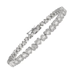 Timeless Natural 2.11ct Diamond Heart Tennis Bracelet 18k Solid White Gold
