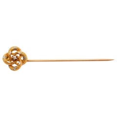 Circa 1900s 14K Yellow Gold Enamel and Diamond Stick Pin