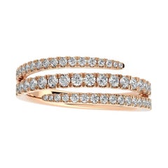 0.5 Ctw round Diamond 18K Rose Gold Delicate Bypass finger Ring