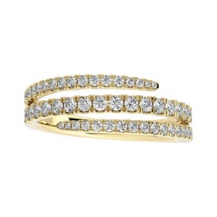 0.5 Ctw round Diamond 14K Yellow Gold Delicate Bypass finger Ring