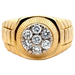 Mens Cluster Diamond Ring Rolex Hombros 18K Oro Amarillo