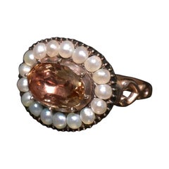 Antique 15ct Rose Gold Imperial Topaz And Half Pearl Ring Circa 1820’s