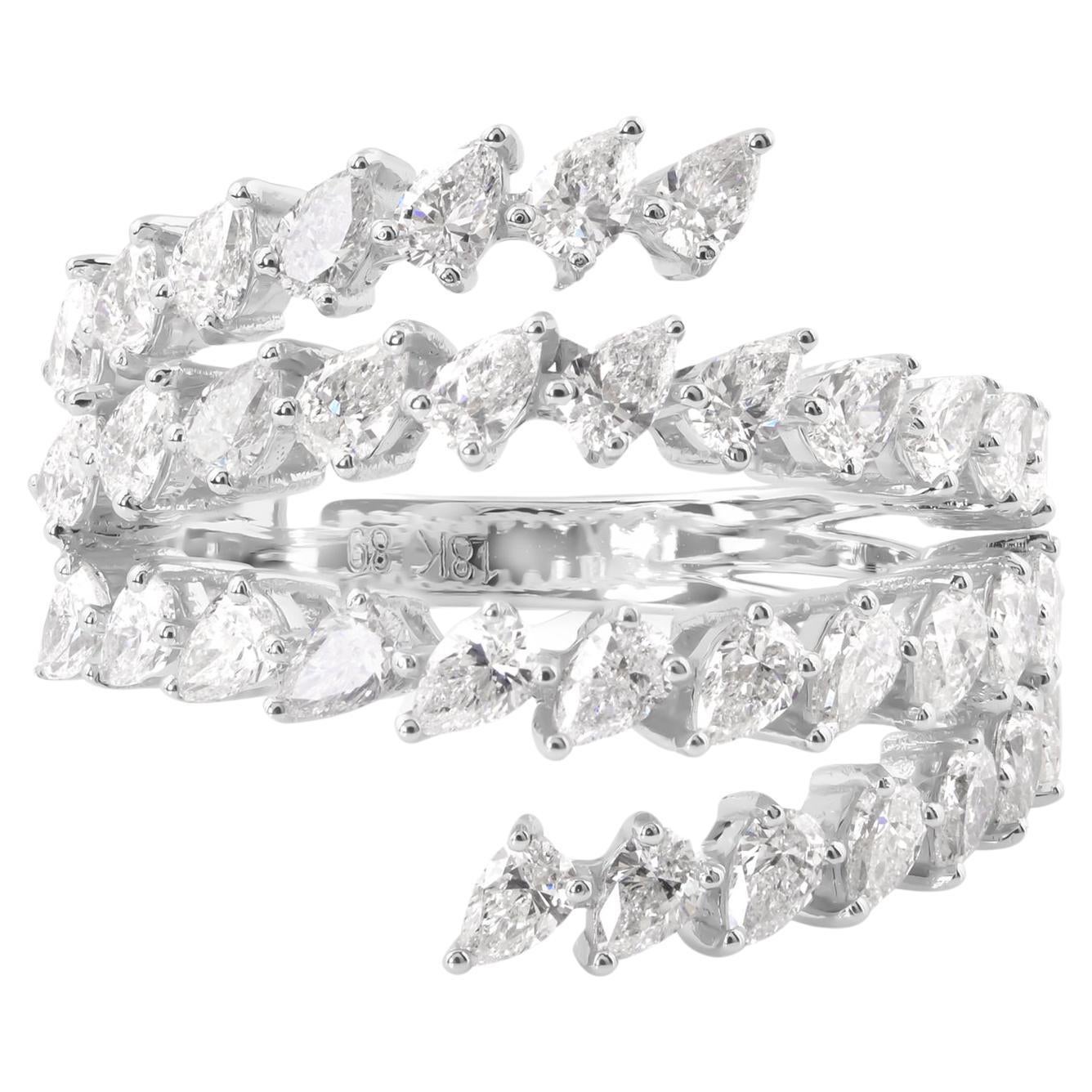 Anillo de diamantes pera natural de 1,61 quilates, claridad SI y color HI, oro blanco de 14 quilates