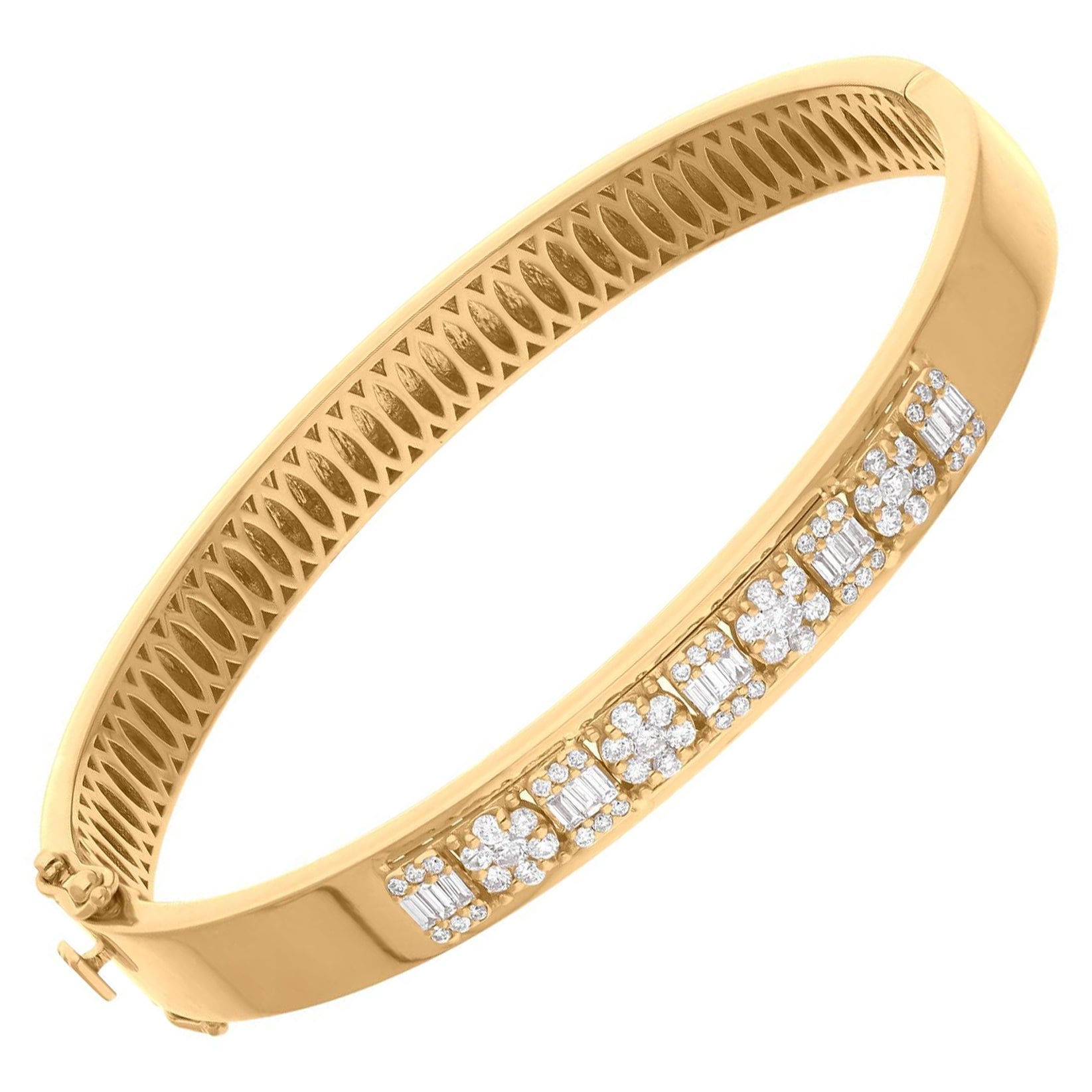 Natürliches natürliches 0,80 Karat SI Reinheit HI Farbe Diamantarmband 14 Karat Gelbgold