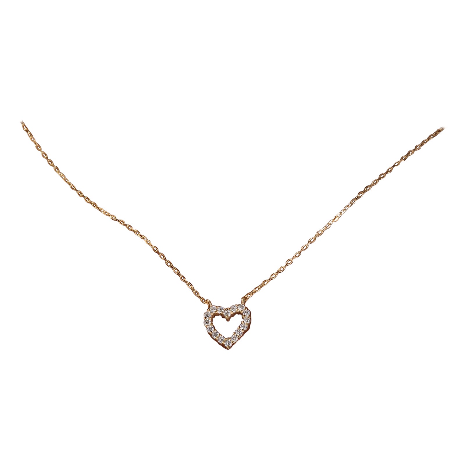 14k yellow gold Moissanite Heart Necklace Anniversary Gift For Women.