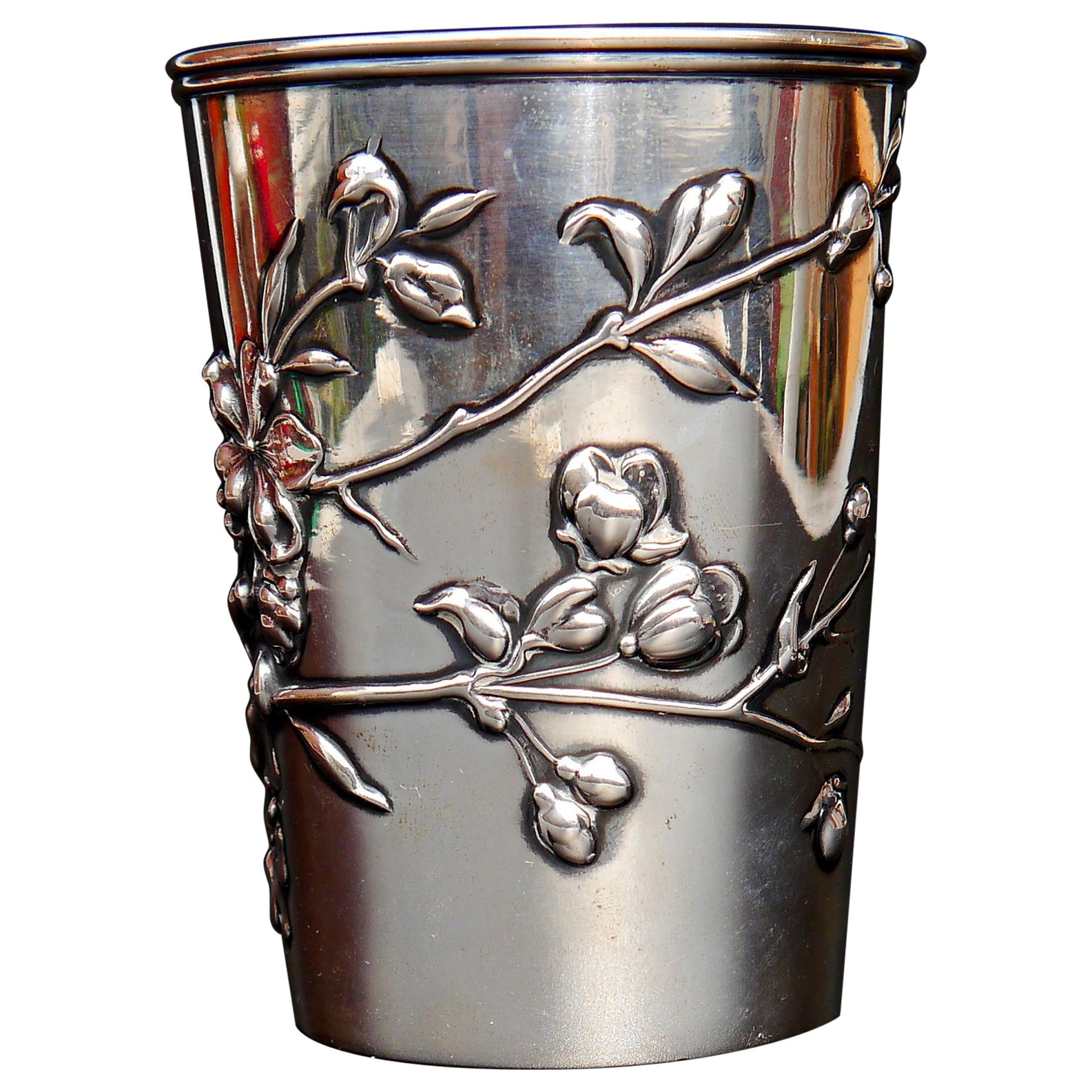 1900s Cherry Blossoms German solid coin Silver Cup /109 gr en vente