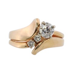 14k Bypass Diamond Ring set. Wedding set. Engagement set. Bridal ring set.