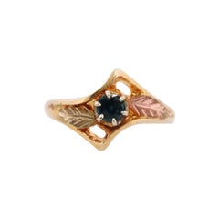 Black Hills Gold Ring. Sapphire Bypass band. Round Blue Sapphire 10k Multi-Tone