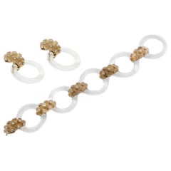  Rock Crystal Diamond 18 Karat Gold Parure