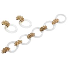 Luise Rock Crystal Diamond Gold Parure 3