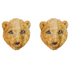 Michael Kanners Fossilized Wood Lion Cufflinks