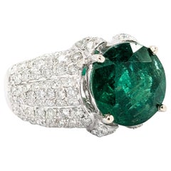 4.92ct Natural Emerald & 1.91ctw Diamond Ring in White Gold