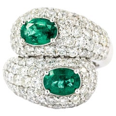 3.80ctw Diamond & Emerald Statement Ring in Platinum
