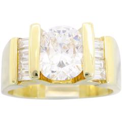 2.01 Carat Oval Cut Diamond Yellow Gold Ring 8