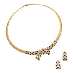 Van Cleef & Arpels 18k Gold, Onyx and Diamond Necklace and Earrings Set
