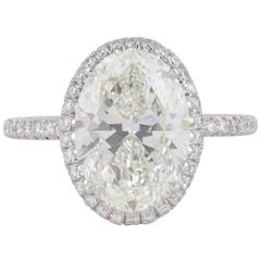 Perfect 4 carat GIA Certified Oval Diamonds Platinum Engagement Ring