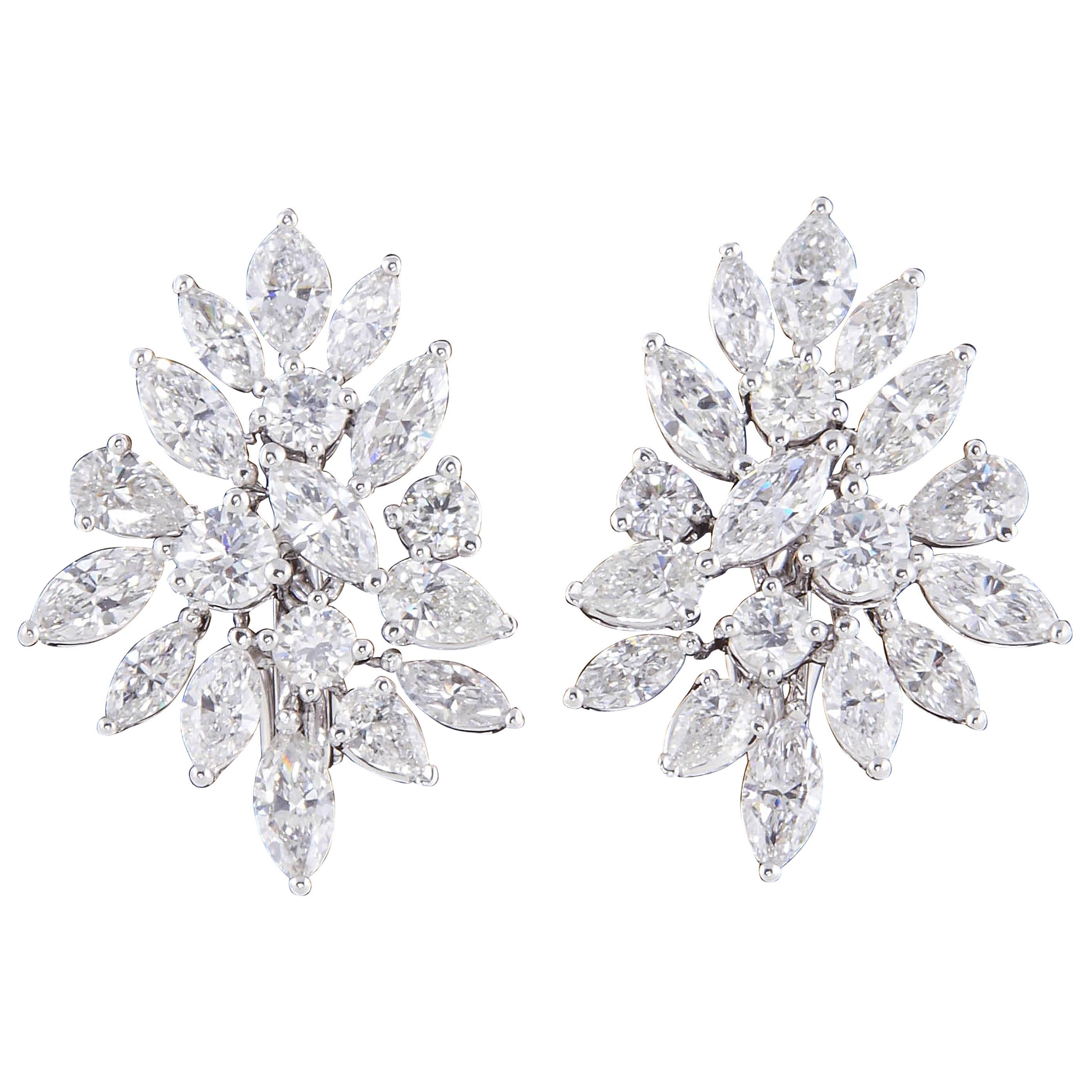 Classic Diamond Cluster Earrings For Sale