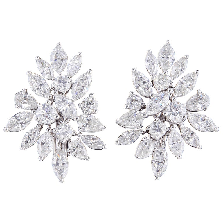 Classic Diamond Cluster Earrings For Sale