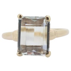 18k / 14K Anillo solitario de aguamarina. Esmeralda natural auténtica de color aguamarina claro