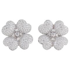 Diamond White Gold Flower Earrings 11
