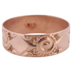 10k Ostby Barton Cigar Band. 10k Rose Gold Embossed Design wide ring.