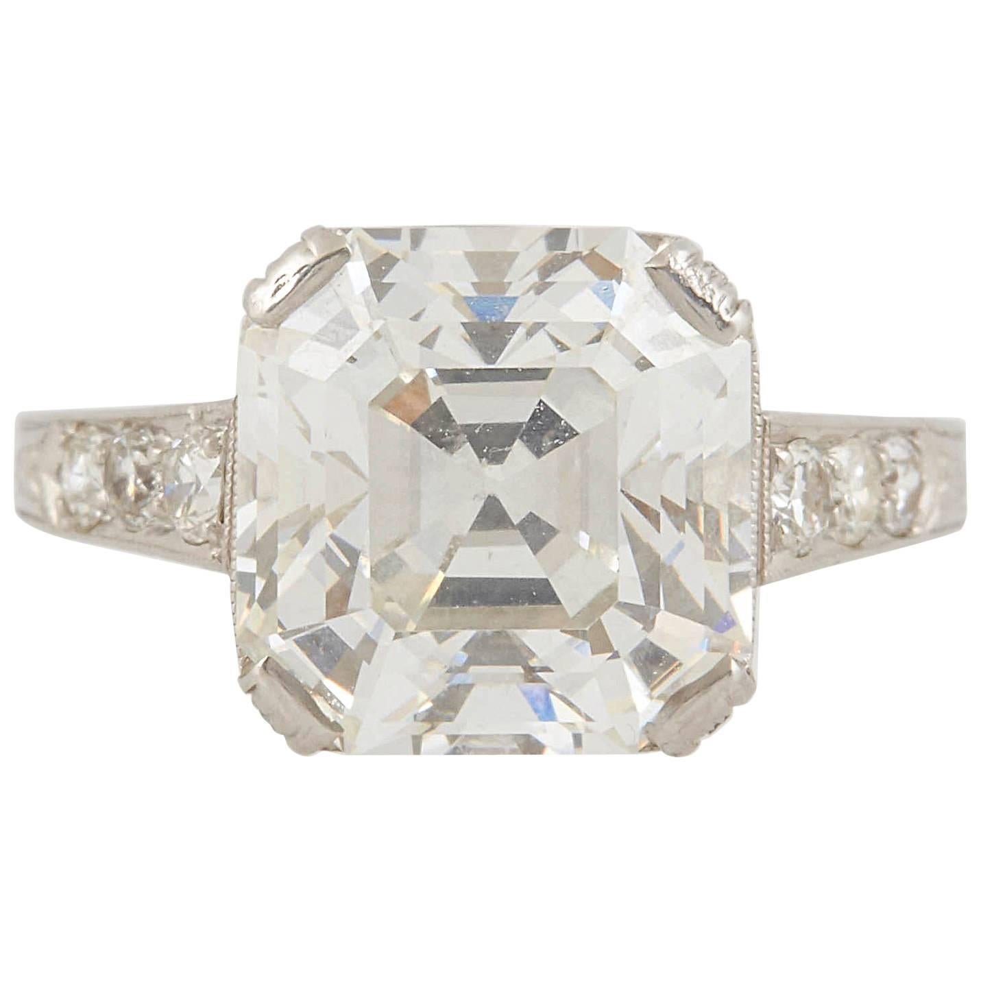 Art Deco 3.97 Carat Diamond Platinum Engagement Ring