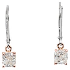Eleganti orecchini pendenti con diamanti da 1,60 carati in oro rosa e bianco 14k - IGI