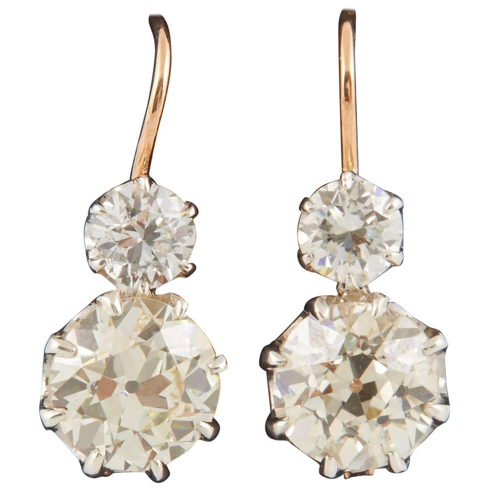 Victorian Diamond Twin Drop Earrings