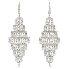 JR 35,08 Karat Diamant- Briolette-Kronleuchter-Ohrring aus 18 Karat Weißgold