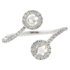 White Diamond Rose Cut Toi et Moi 18 Karat white Gold Ring