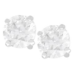 Antique and Contemporary 1.51Ct Diamond and 18k White Gold Stud Earrings