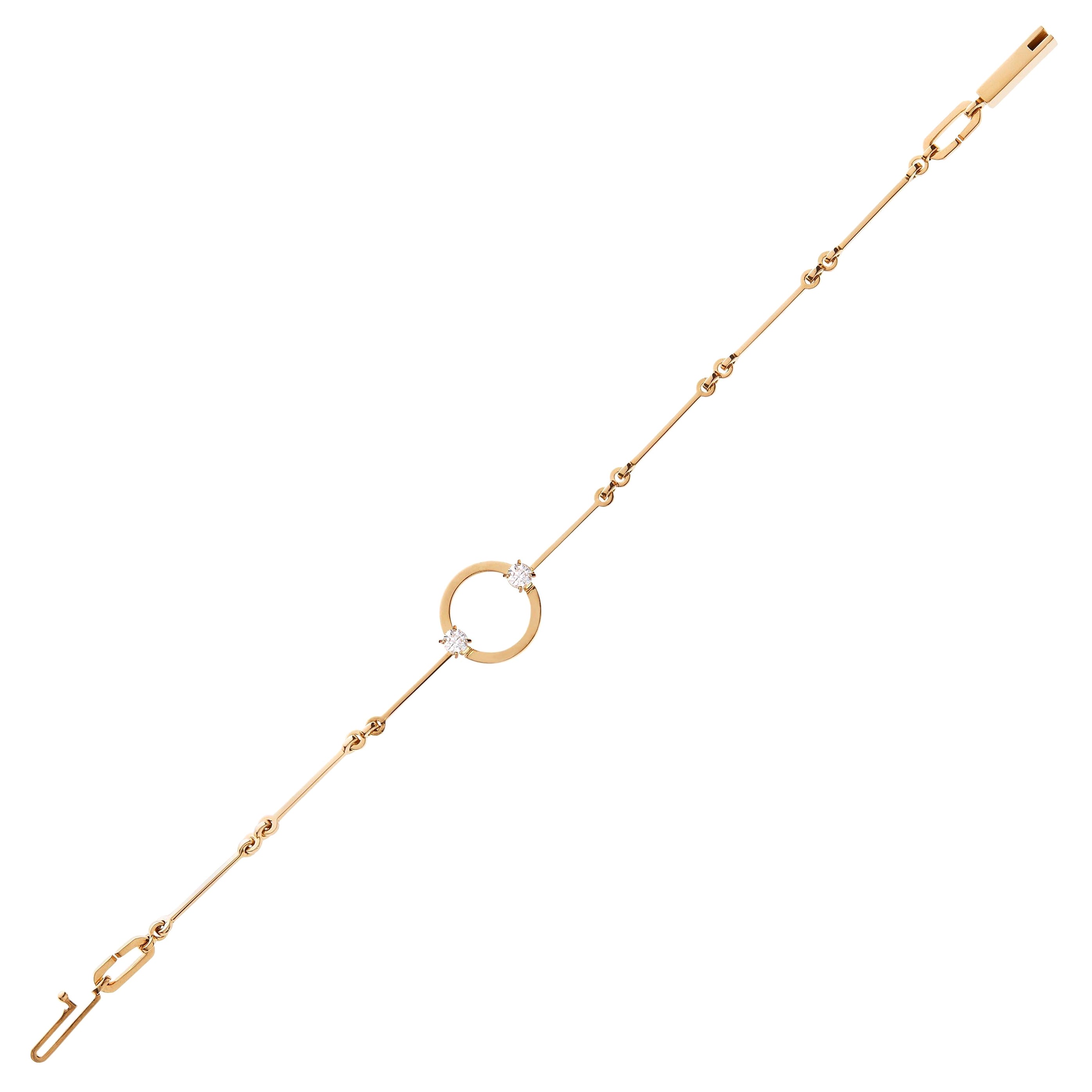 Nathalie Jean Contemporary 0.20 Carat Diamond 18kt Gold Drop Link Chain Bracelet