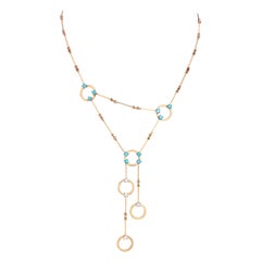 Nathalie Jean 0.60 Carat Diamond 1.30 Carat Paraiba Topaz 18k Gold Drop Necklace