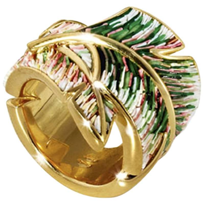 Stylish Ring Designed by Rogers Thomas Gold and Micromosaic For Sale